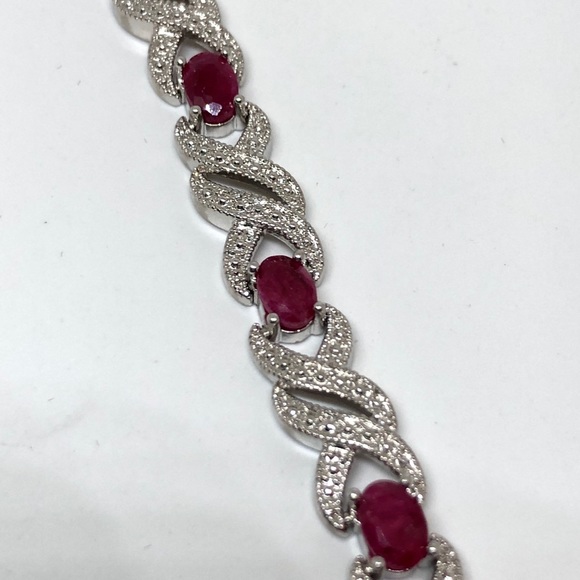 Genuine Ruby & Diamond Bracelet - Picture 5 of 7